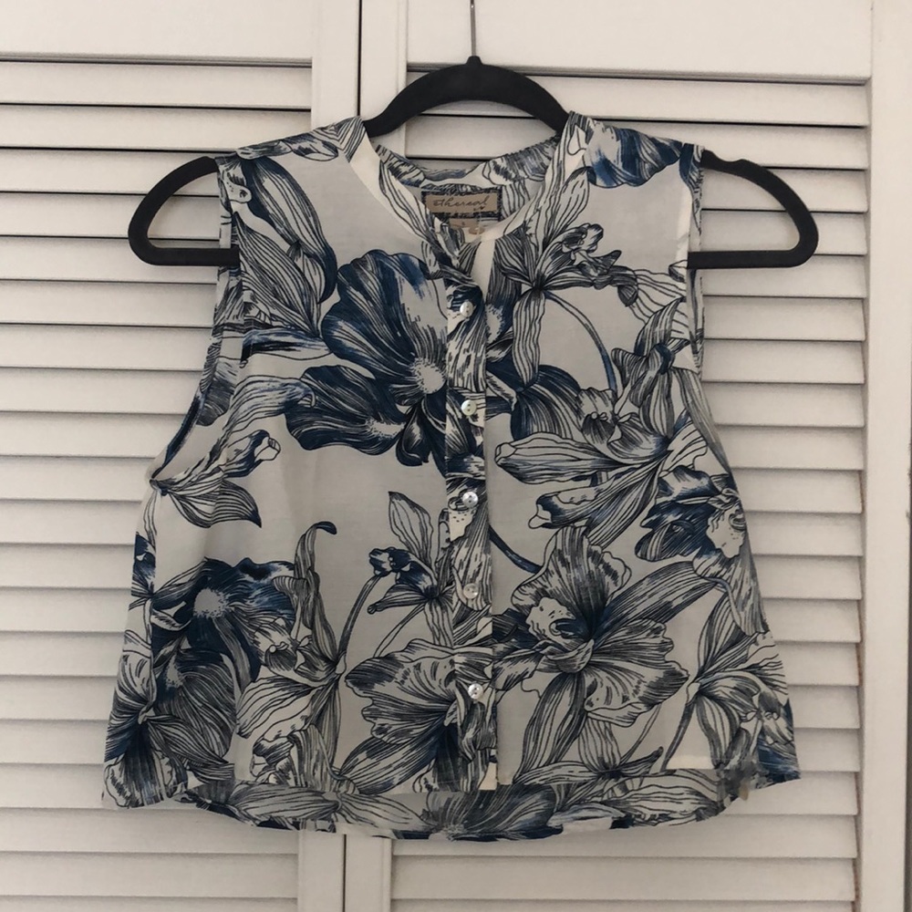 Button down flower tank top